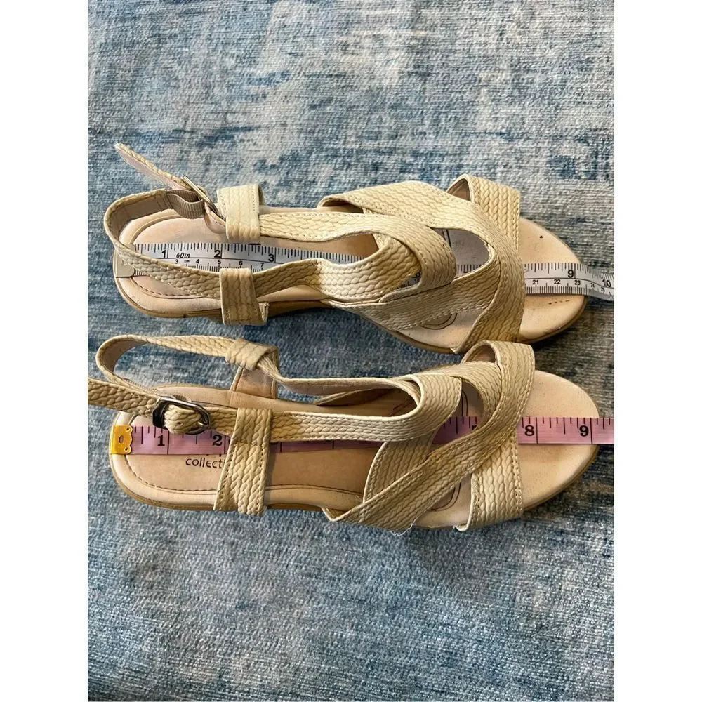 Ceres Collection Beige Strappy Wedge Sandals Size Approx 7